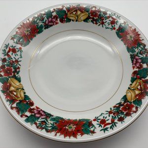 Lynns Fine China "Holiday Cheer" Gold Rim 8.25" Salad, Soup Bowl